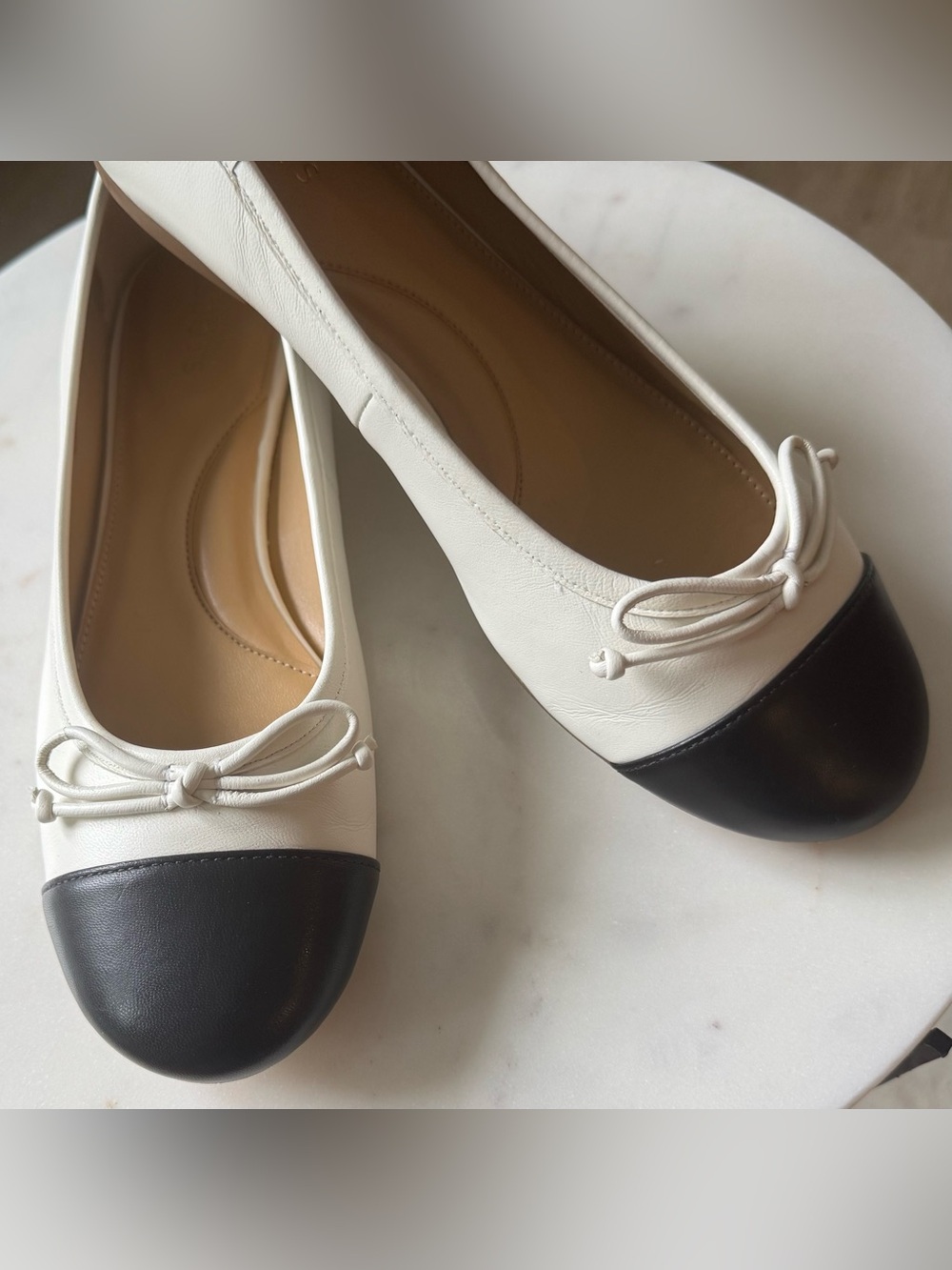 Talbots Leather Cap Toe Nappa Bow Ballet Flats - Picture 7 of 9